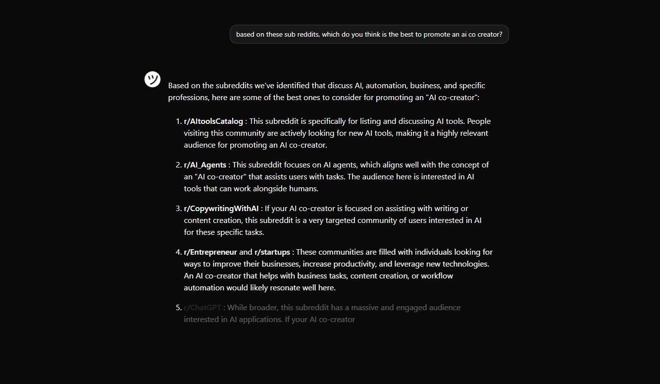 Reddit discussion about AI subreddits